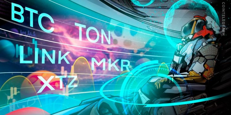 Phạm vi Bitcoin giao dịch khi sự biến động giảm xuống. TON, LINK, MKR và XTZ sẽ theo sau?