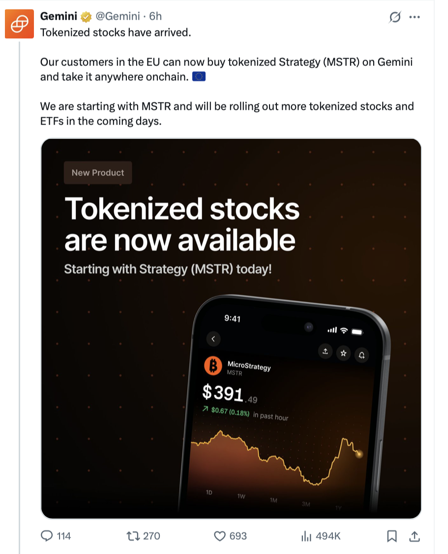 0197b462-348b-708f-813a-9225f484deaa Gemini, Cryptocurrency Exchange, Stocks, MicroStrategy, Michael Saylor