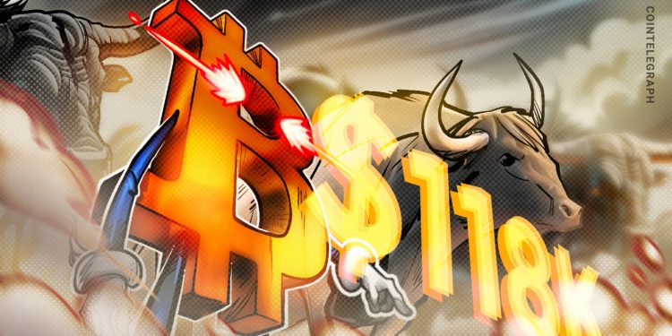 Bitcoin to test all-time high ‘quickly’ if bulls reclaim $118K: Trader