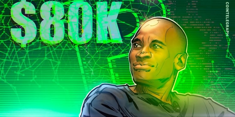 Bitcoin price $80K low was bottom, thinks Arthur Hayes